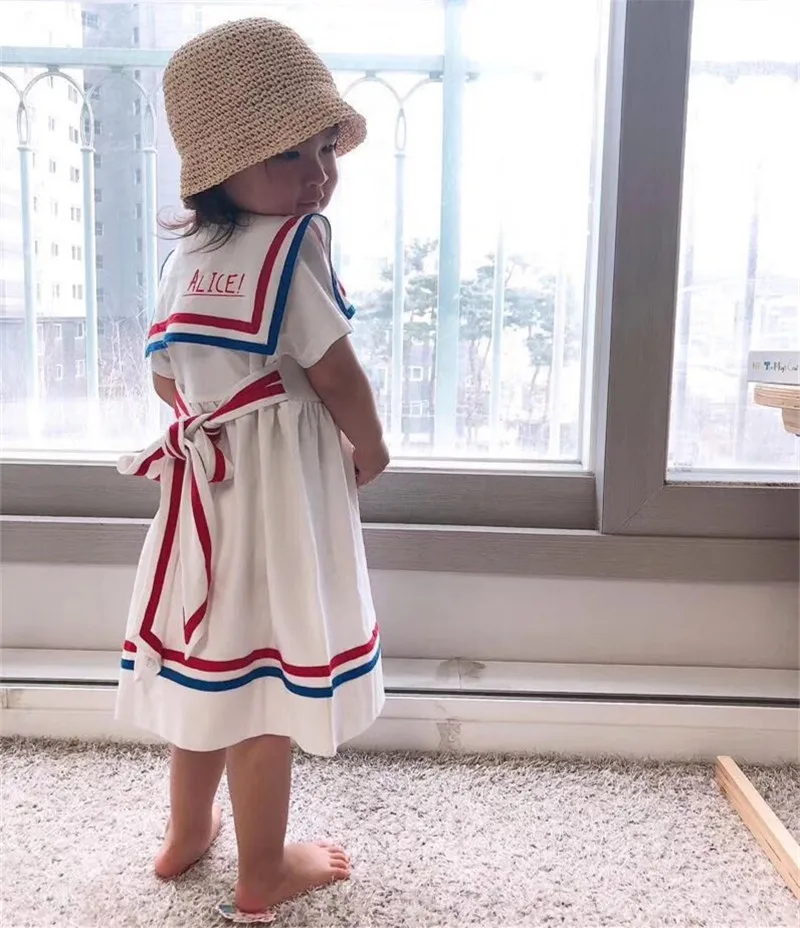 EnkeliBB/ г.; Bebe; милое летнее платье в Корейском стиле для маленьких девочек; Детские платья в морском стиле; белые платья для девочек