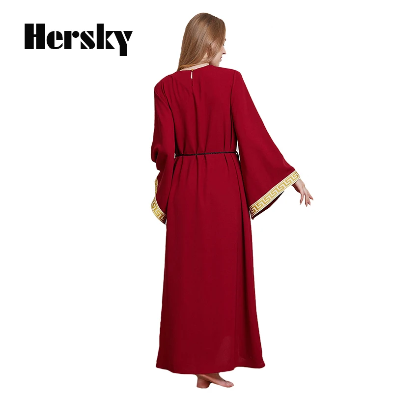 Fashion Muslim Embroidery Dress Turkey Women Abayas Dresses Plus Size Dubai Ladies Kaftan Turkish Islamic Long Sleeve Clothing |
