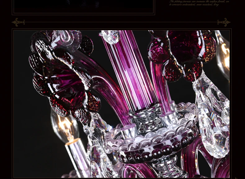 Фиолетовый хрустальная люстра Романтический Отель фиолетовый красный светодиод