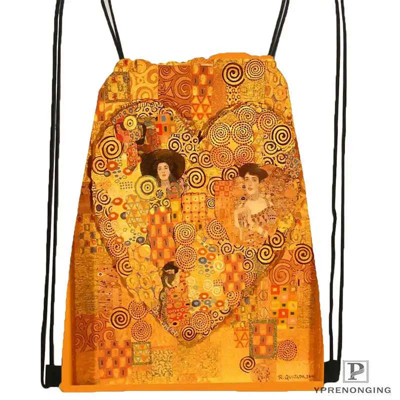 Drawstring Backpack На выбор Gustav Klimt#10 походная сумка на шнурке милый рюкзак для детей(черная спинка) 31x40 см#180531-02-39 - Цвет: Drawstring Backpack