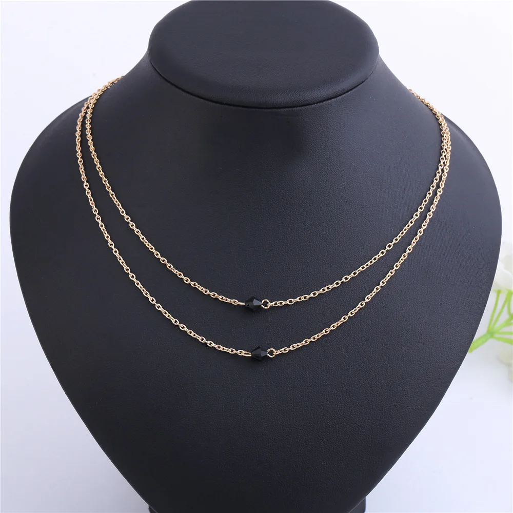 Jewelry Ladies Necklace Double Short Clavicle Chain Barrel Beads Exquisite Alloy | Украшения и аксессуары
