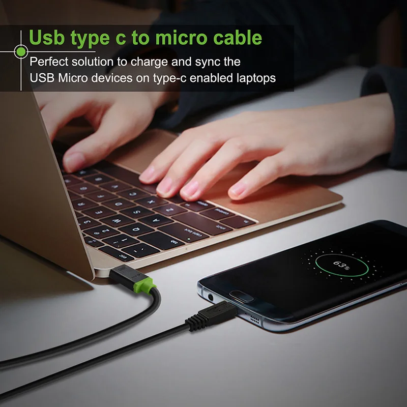 Кабель Cabletime с USB Type C на USB2.0 Micro Cable M/M для камеры 3 1 B дата быстрая зарядка нового Apple