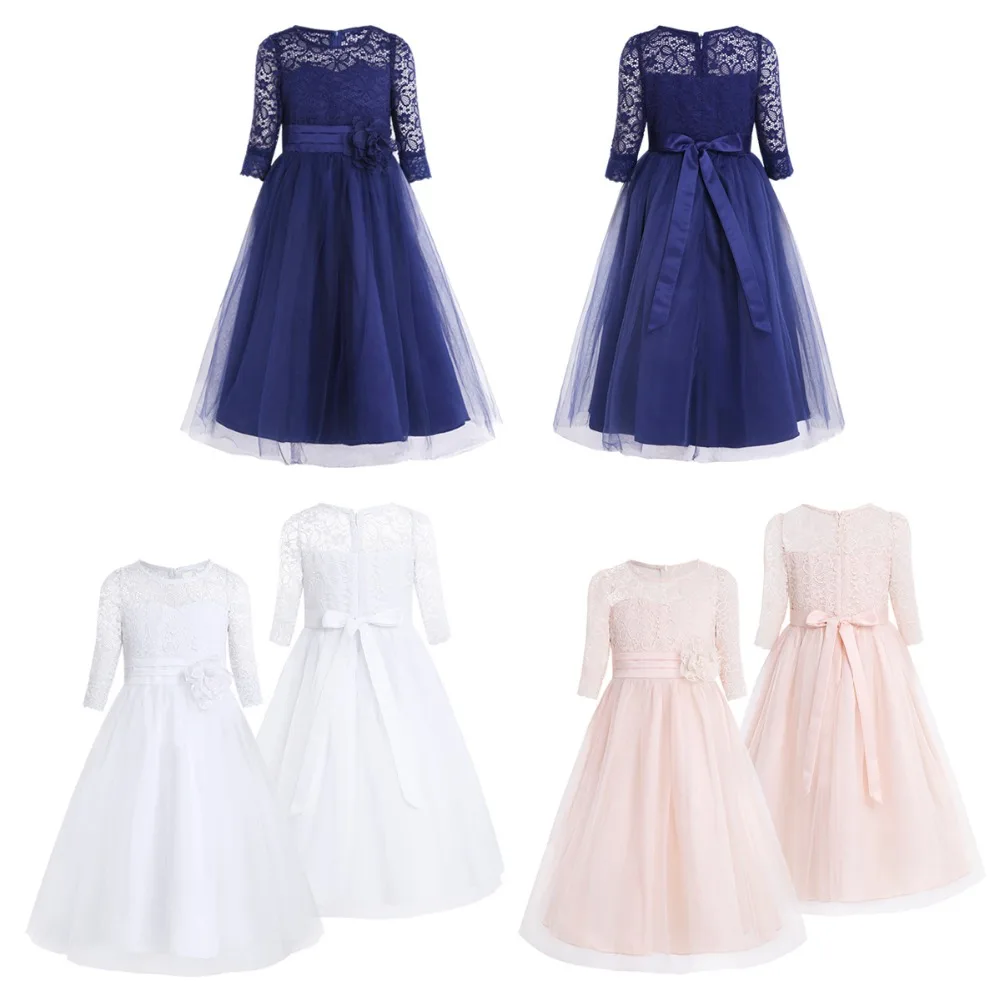 Iiniim/Vestido de festa кружевное с рукавом до локтя платье с цветочным узором для девочек выпускного вечера; платья принцессы; платье для дня рождения или свадьбы; платье подружки невесты; платье на лето Платья для вечеринок