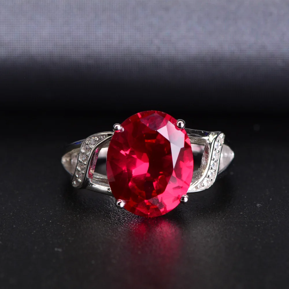 Ruby OneRain, корейское, 925 пробы, серебряное, овальное, рубин, драгоценный камень, для свадьбы, помолвки, открытие, регулируемое, Кристальное кольцо, ювелирное изделие, опт - Цвет камня: Ruby