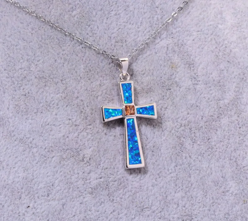 Женский кулон CiNily голубой огненный Опаловый морганит с серебряным покрытием опт