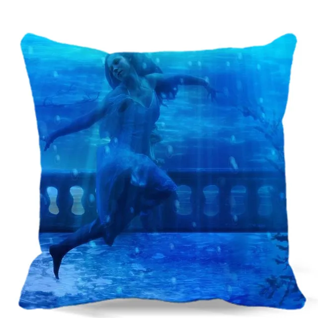 Наволочка для подушки из хлопка и полиэстера с рисунком девушки в белом тумане