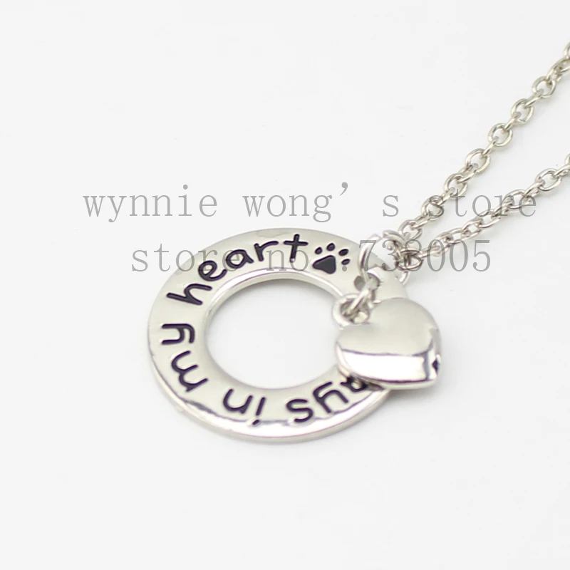 Новинка 2015 ожерелье с серебряной собачкой кошкой лапой &quotвсегда в моем сердце&quot