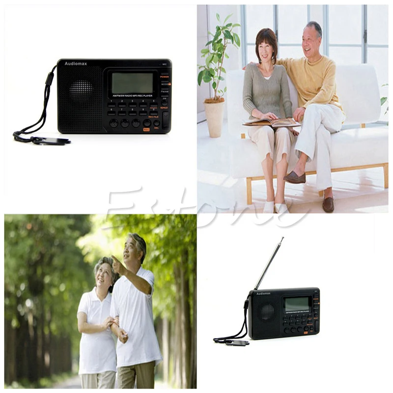 Цифровой тюнинговый ЖК-приемник TF MP3 REC плеер AM FM SW Полнодиапазонный радио портативный