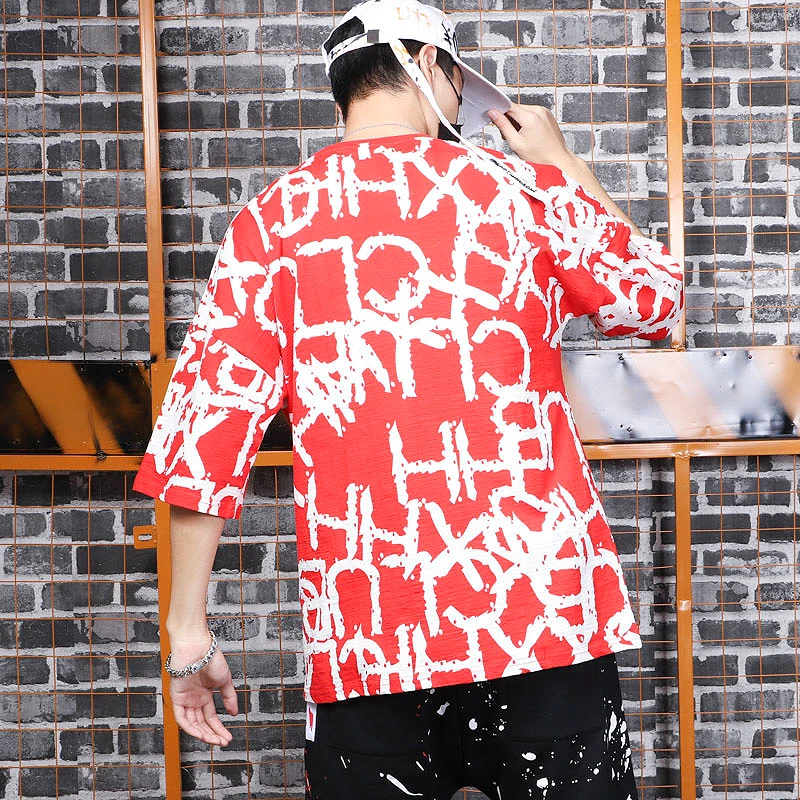 Бегемот уличный стиль индивидуальная футболка с буквенным принтом и пятью