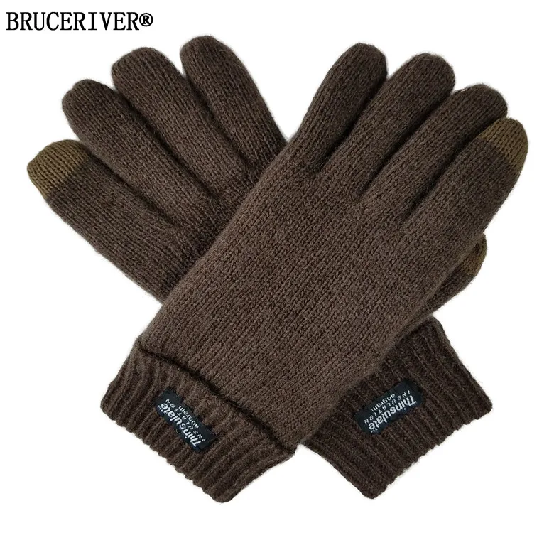 Braceriver женские шерстяные вязаные перчатки с подкладкой Thinsulate и функцией сенсорного экрана - Цвет: Brown