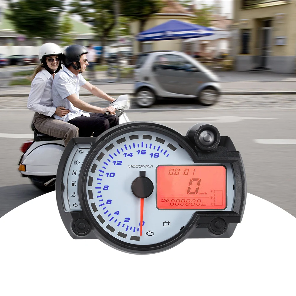 ЖК-дисплей 7 цветов мотоцикл цифровой одометр тахометр спидометр датчик топлива