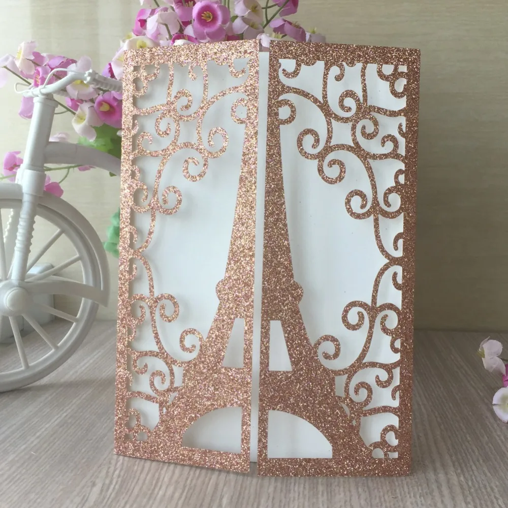 Блестящие бумажные украшения 50 шт. лазерная вырезка свадебные приглашения