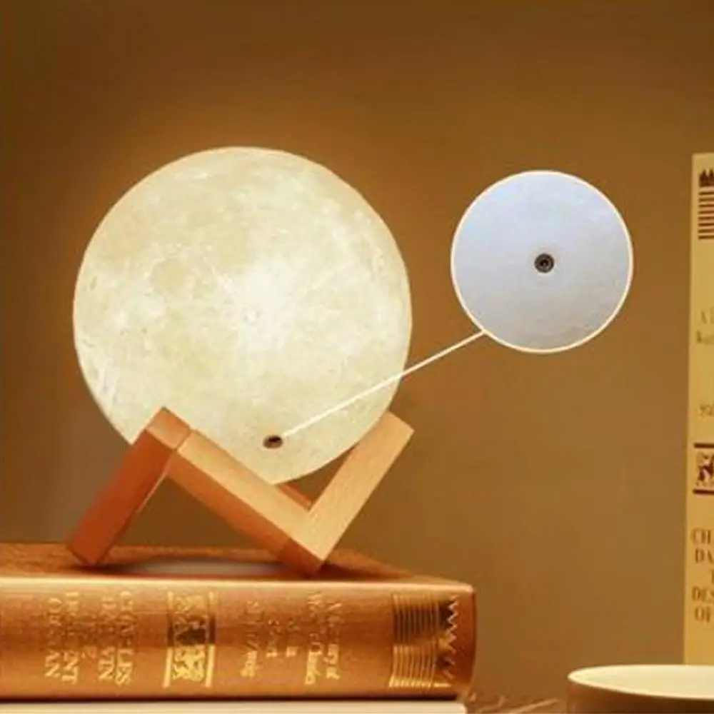 

15cm Personality Lunar USB Charging Lamp Touch Control Night 3D Printing Moon Light Customized Two Color Change Bedside Lamps