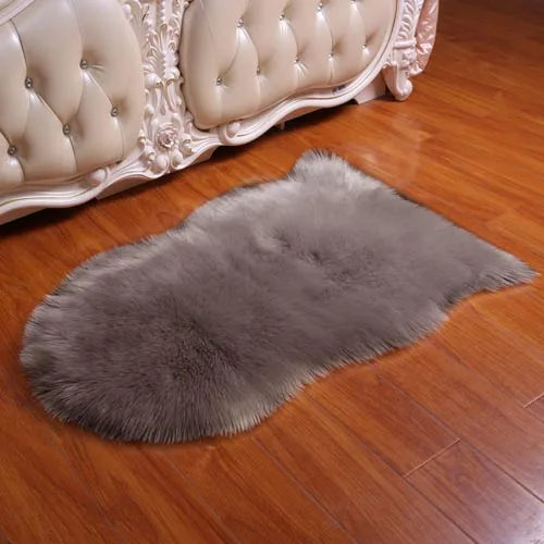 Grey Искусственный меховой ковер для гостиной белый розовый меховой нескользящий коврик имитация овечьей шерсти ковровое покрытие прикроватная тумбочка для спальни - Цвет: Grey