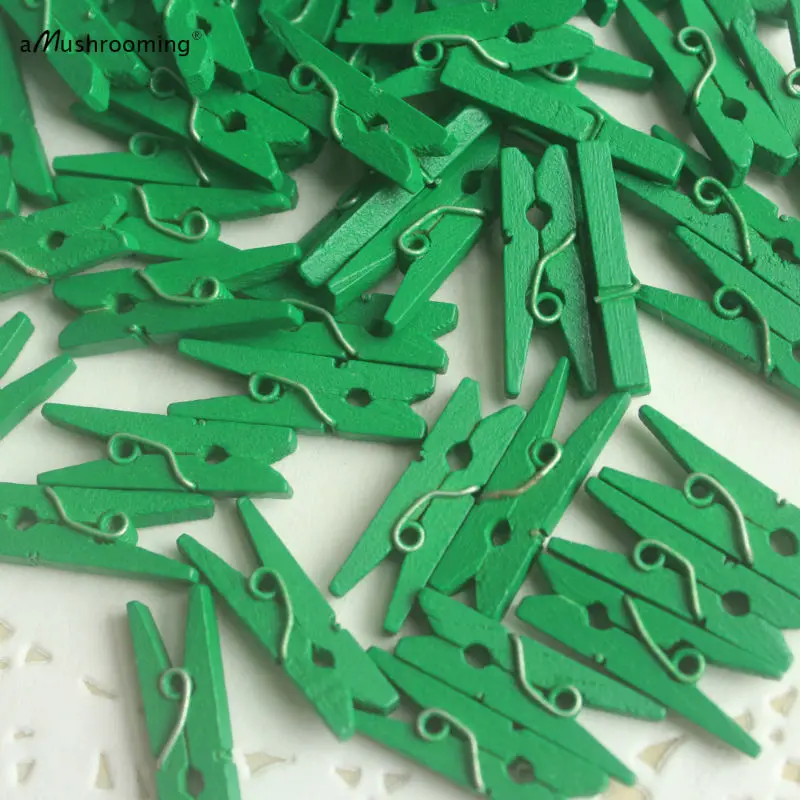 Деревянные Мини зажимы для рукоделия | Прищепки одежды Зеленый 25 мм 500 шт./лот