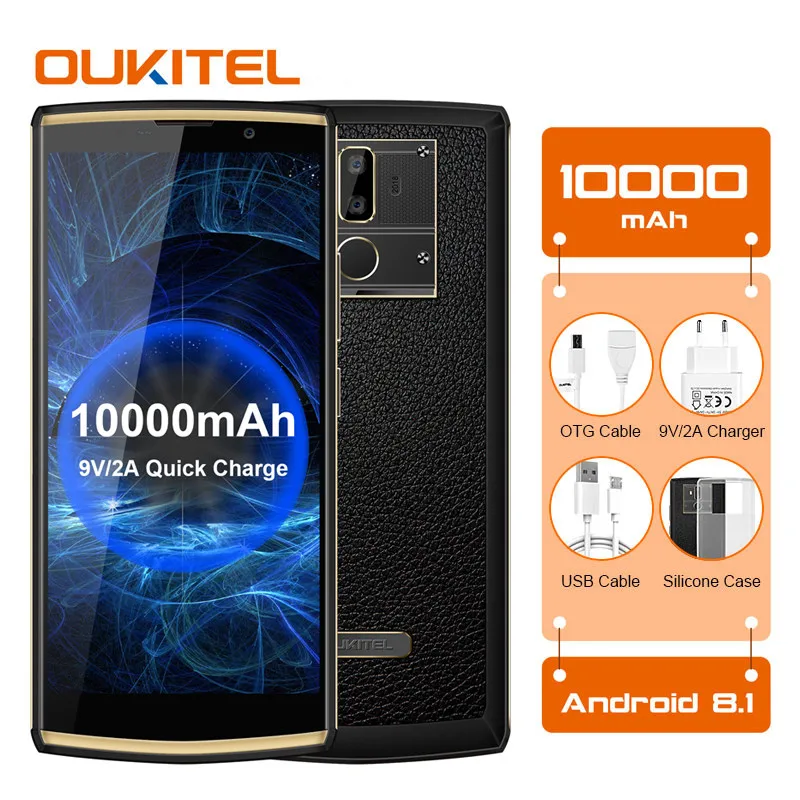 OUKITEL K7 6 0 дюймов Android 8 1 телефон FHD + MTK6750T 4 Гб ОЗУ 64 ПЗУ 10000 мАч 9 В/2 а Быстрая зарядка 13
