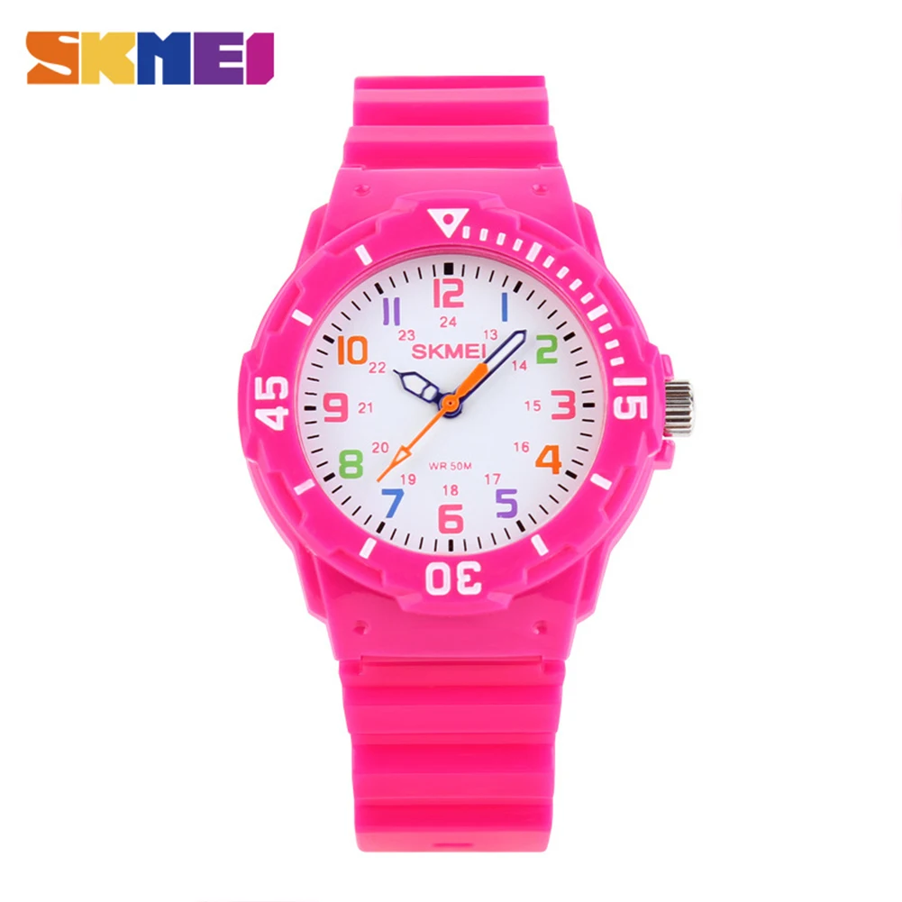 Hot Pink Модные детские Студенческие наручные часы 5ATM водостойкие кварцевые часы детская одежда подарки точность с каждой секундой - Цвет: Hot Pink