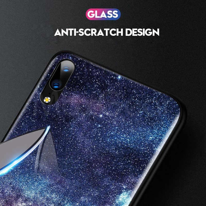 Жесткий чехол из закаленного стекла для задней панели телефона Huawei P20 Pro Lite полный
