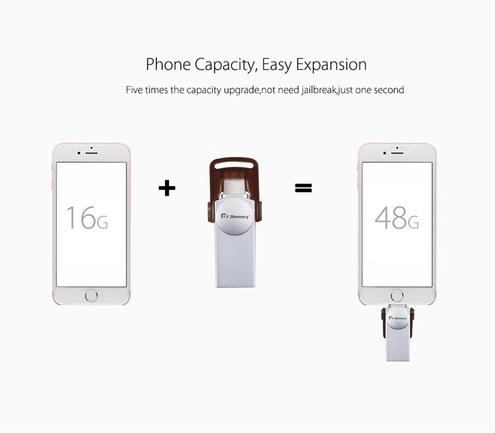 Dr. memory i-flash drive 2 в 1 USB флеш-накопитель для Apple ipad iphone 6s 7 Memory stick 16 32 64G Флешка металлическая usb флешка 128GB