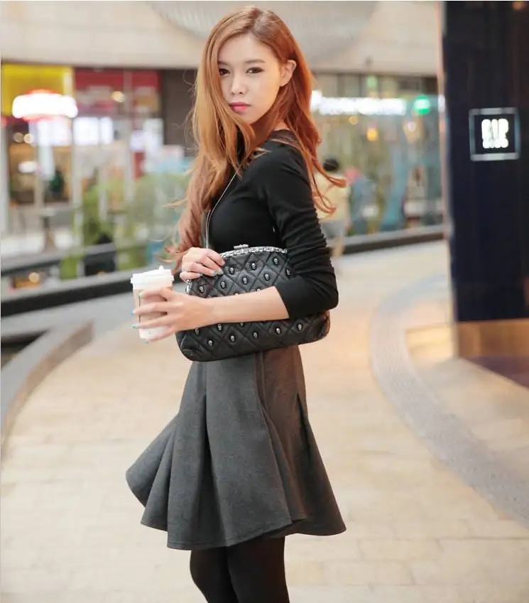 Платье длинный рукав горячая женщины уютный милый свободного покроя элегантный