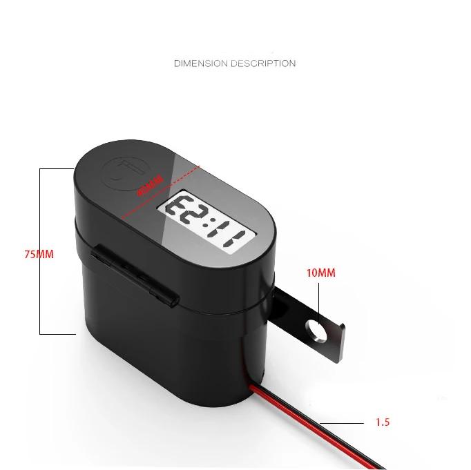 Водонепроницаемый мотоцикл прикуривателя Dual USB Автомобильное зарядное устройство Зарядное устройство с Вольтметр время Дисплей 5v 1A 2.1A Питание для мобильного телефона