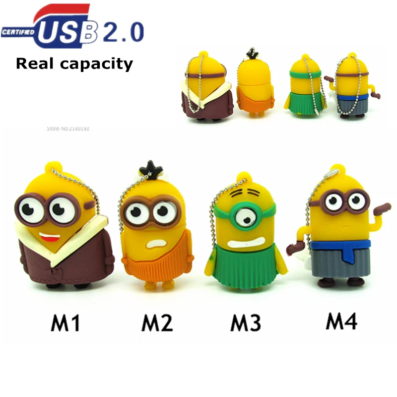Usb флеш накопитель с изображением счастливых миньонов 32 ГБ 16 8 4 Гб|minion usb|minions usb flash