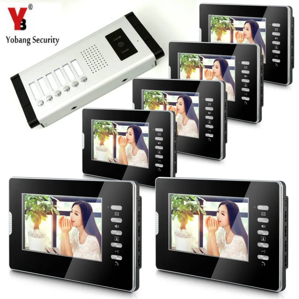 

Yobang Security Video Intercom 7 Inch LCD Video Doorbell Door Chime,Rainproof Door Phone Intercom For 3-12 Units Villa Apartment