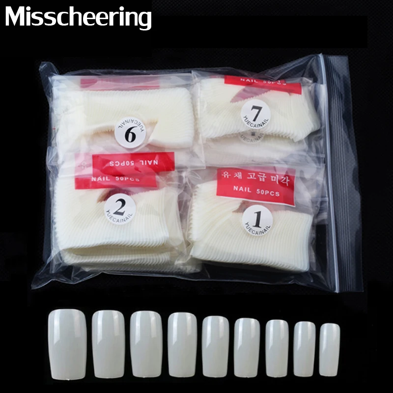 

Natural False Nail Tips,500pcs/set Acrylic French Design UV Gel Salon Full Cover Half Cover Artificial Nail Art Tools