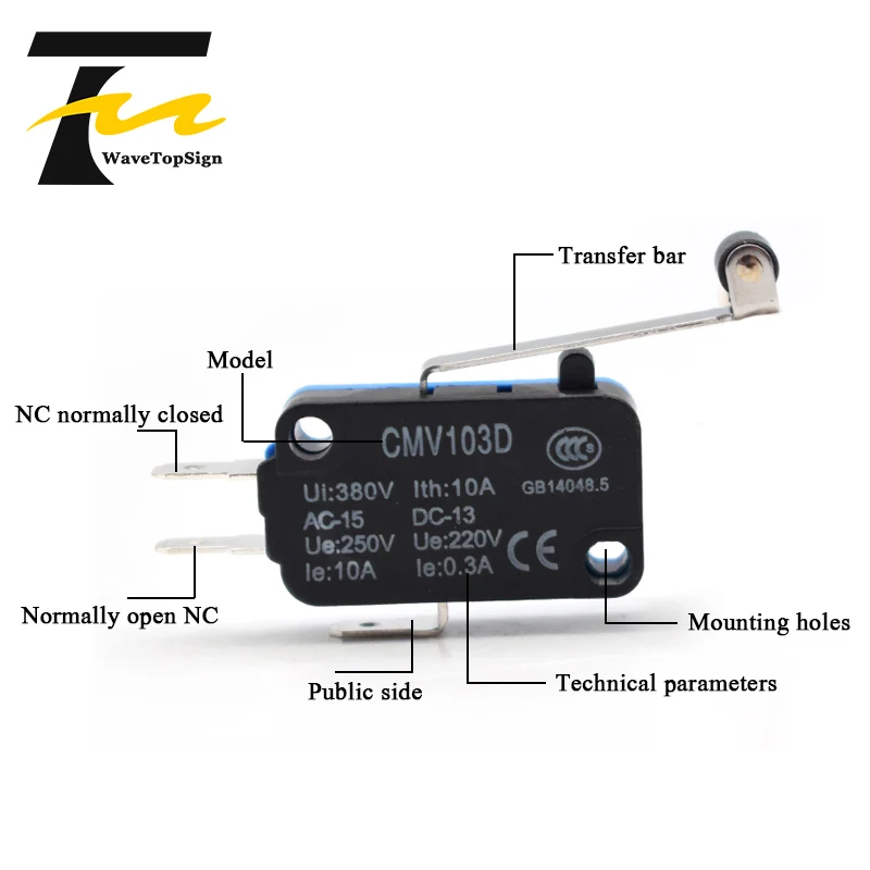 Концевой выключатель WaveTopSign CMV103D UE220V0.3A с длинной ручкой обычно открывается для