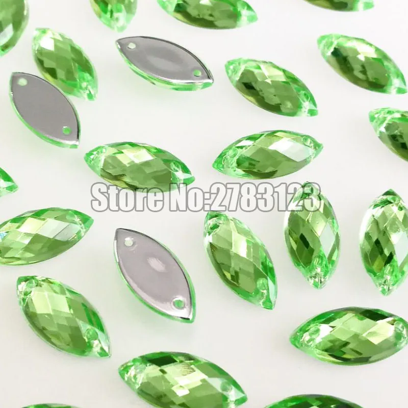 Light green 5x10 мм/7x15 мм/9x20 мм конский глаз Форма Высокое качество акрил пришить стразы с двумя отверстиями, diy/аксессуары для одежды - Цвет: Light green