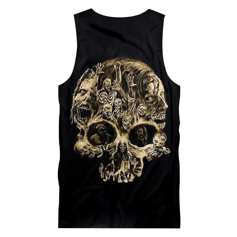 Майка OGKB для мальчиков Фабричный фитнес-жилет в стиле панк с 3D принтом черепа