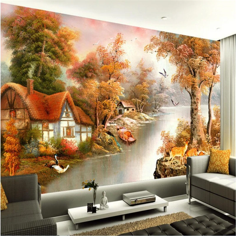 

Обои на заказ, Фреска, любой размер, картина маслом, пейзаж, фрески, гостиная, спальня, телевизор, стена, papel de parede 3