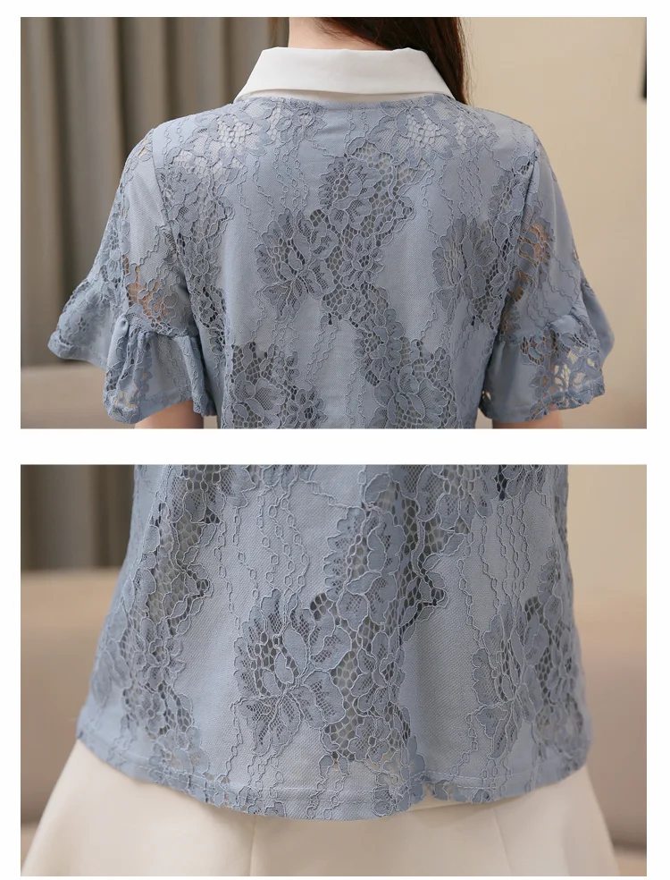 

women blouses blusas mujer de moda 2021 flare sleeve lace blouse women shirts chemisier femme womens tops and blouses 4125 50