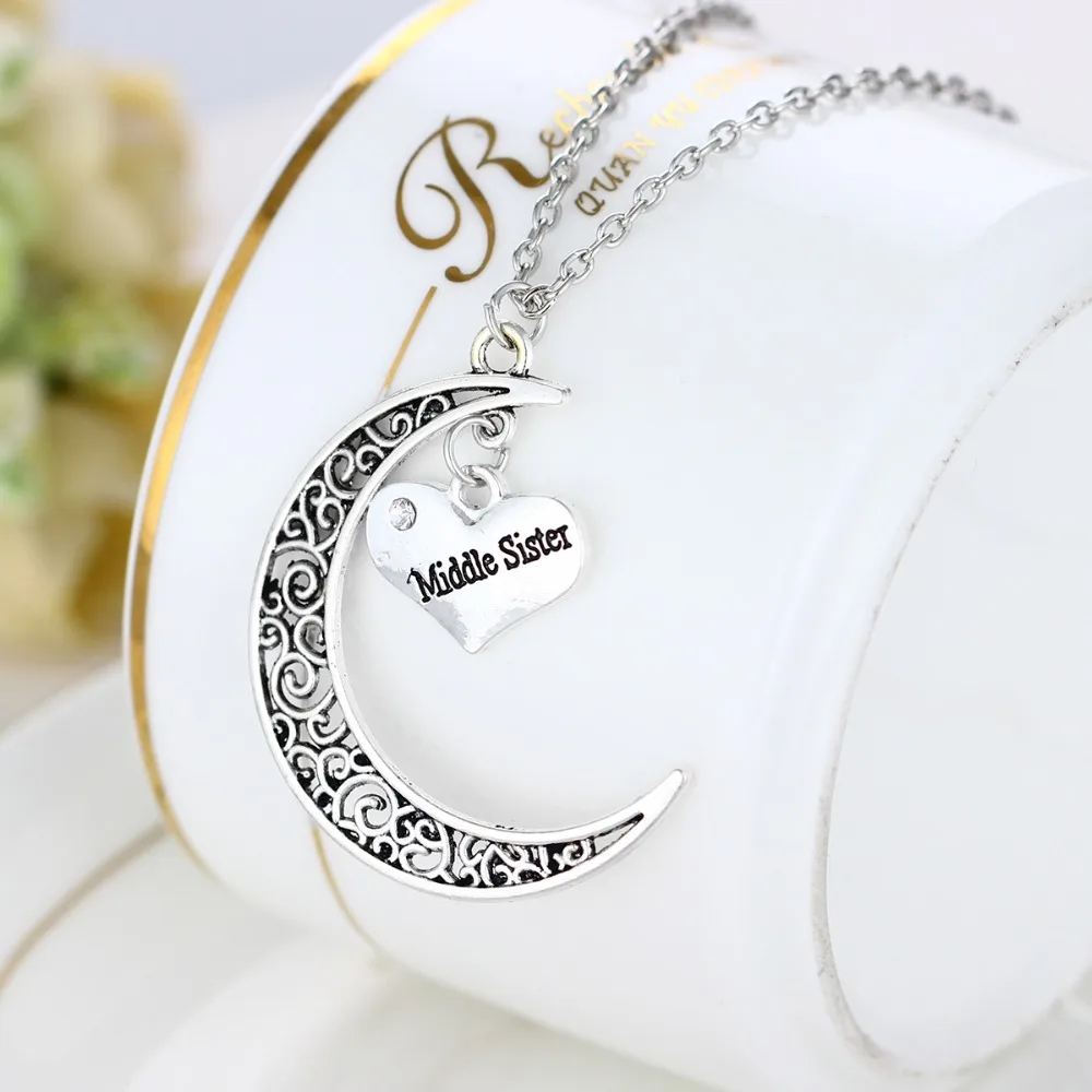 Очаровательное винтажное ожерелье с подвеской в виде сердца сестры кристаллов