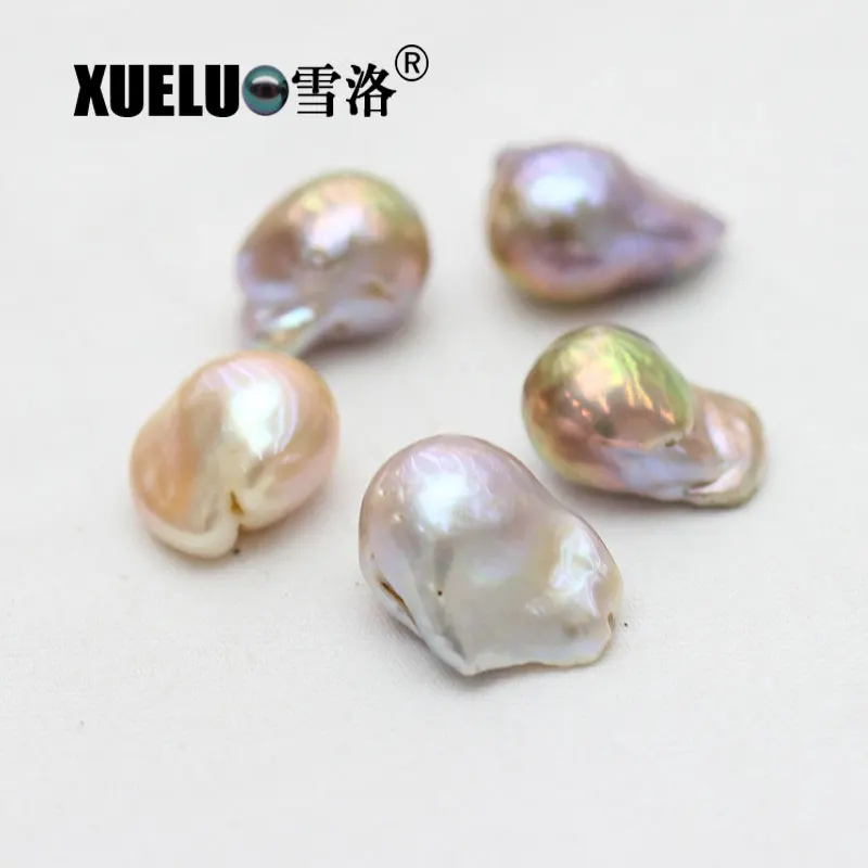 

XUELUO 14-16mm Nucleated Fireball Multicolor Cultured Baroque Natural Fresh water Loose Pearl Beads for earrings,pendants