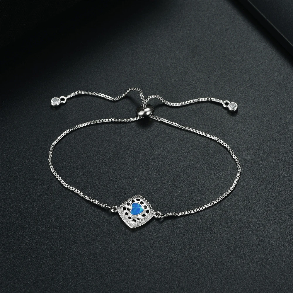 Роскошный загадочный браслет из кубического циркония с сердечком и огненным