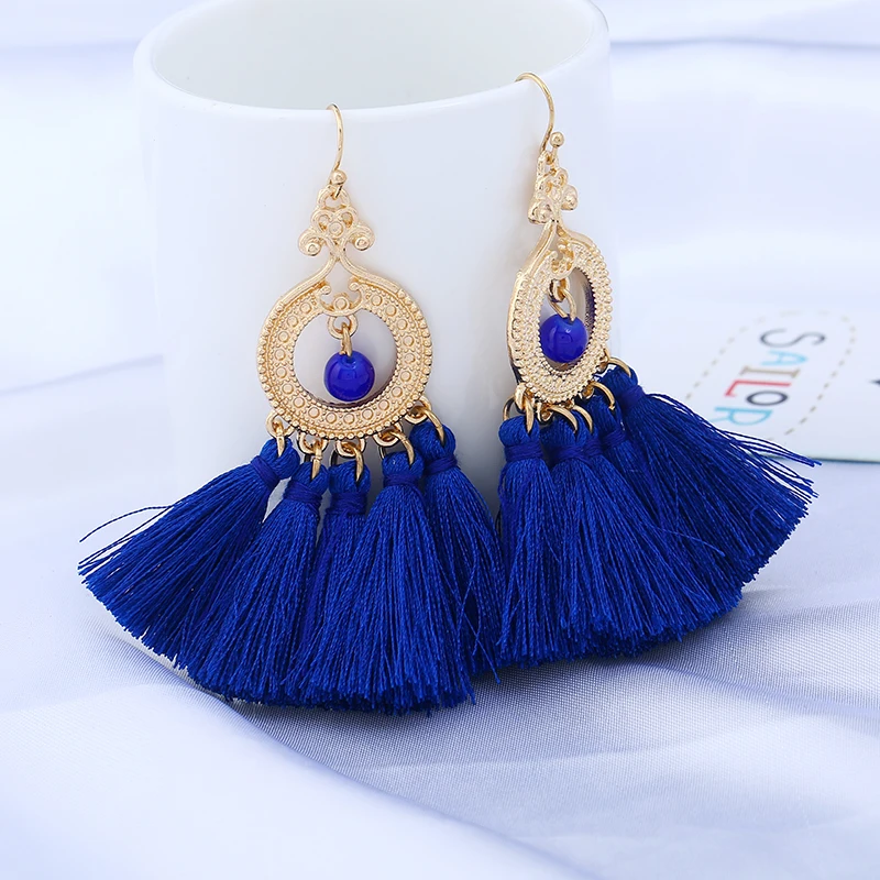 YAAYOO 5 цветов богемный Этническая кисточкой из бисера серьги капли себе болтаются