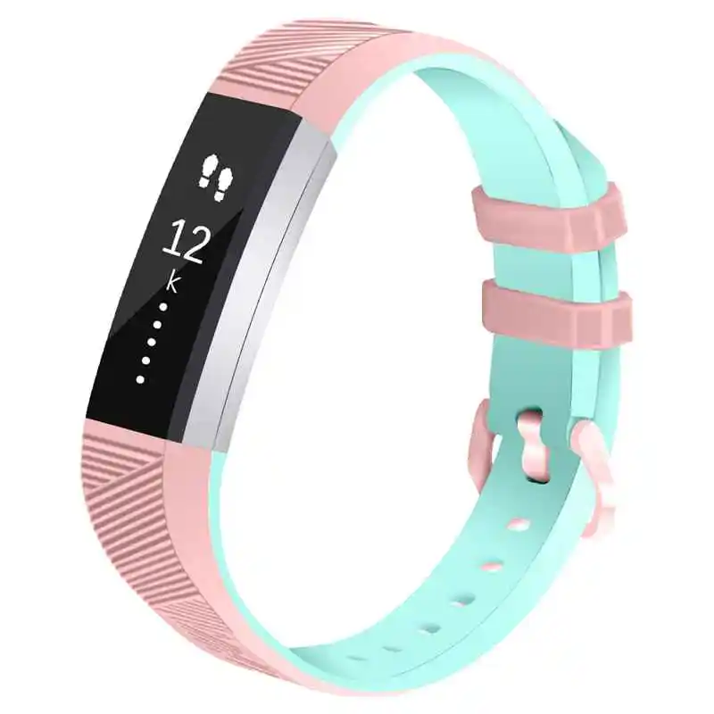 Pink mint green Joyozy Высокое качество мягкий силиконовый безопасный регулируемый ремешок для Fitbit Alta HR Браслет ремешок браслет часы - Цвет ремешка: Pink mint green