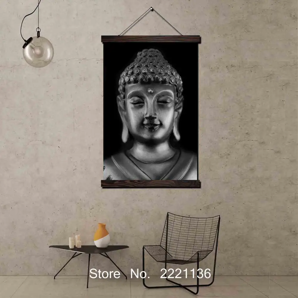 Черный Будда традиции защелка прокрутки живопись HD Wall Art висит холст картины