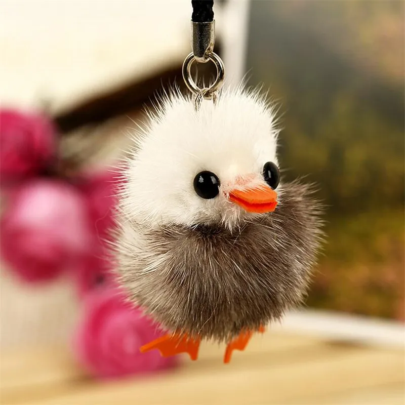 Креативные милые норки Мех животных маленькая утка Чик Брелоки ювелирные