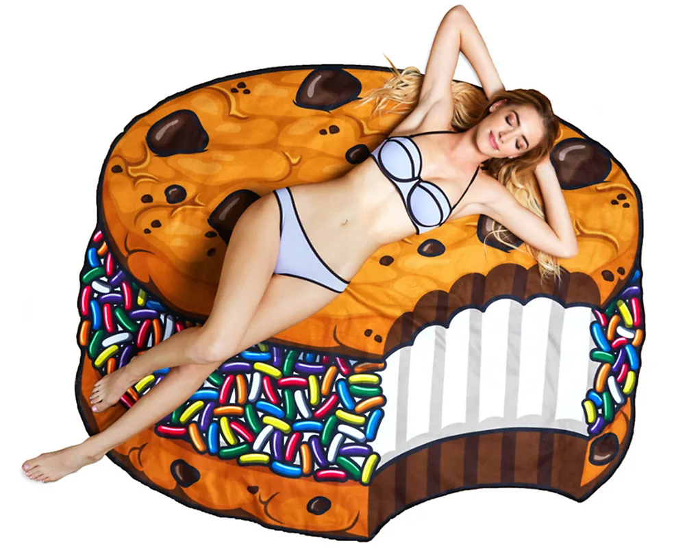 Летние Нерегулярные пляж Полотенца s Donut красочный торт пицца фрукты банное