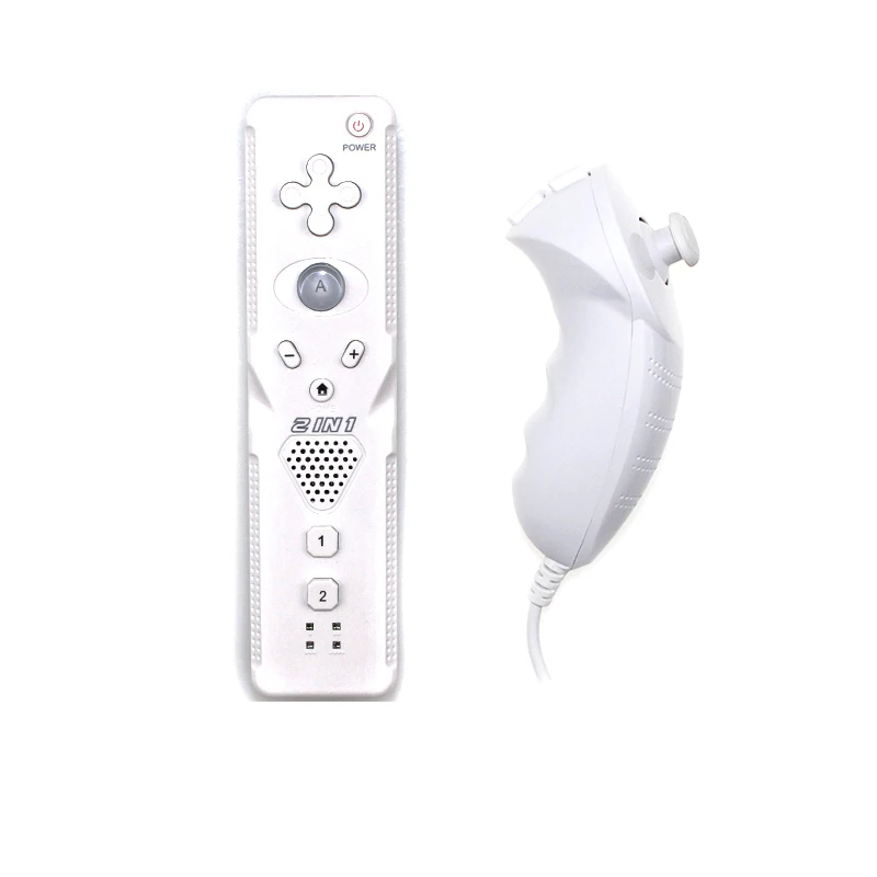 Встроенный беспроводной bluetooth-контроллер Motion Plus для пульта ДУ wii Nunchuck для wii 2 в 1 игровой джойстик - Цвет: White and nunchuck