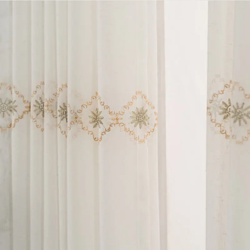Вышитые тюлевые занавески для кухни пасторальные цветочные узоры оконные