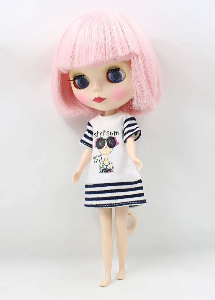 Blyth Doll летнее платье длинная рубашка Полосатое платье