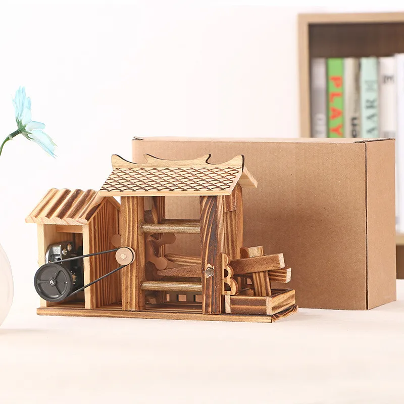 Деревянный Декор для дома сделай сам Мини фигурки водяных колес вращающееся