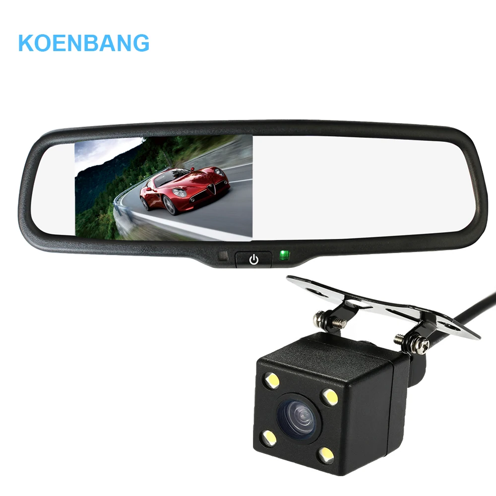 KOENBANG 4 3 &quotЖК дисплей автомобиля Зеркало заднего вида монитор 1000cd/m2 2 полосная
