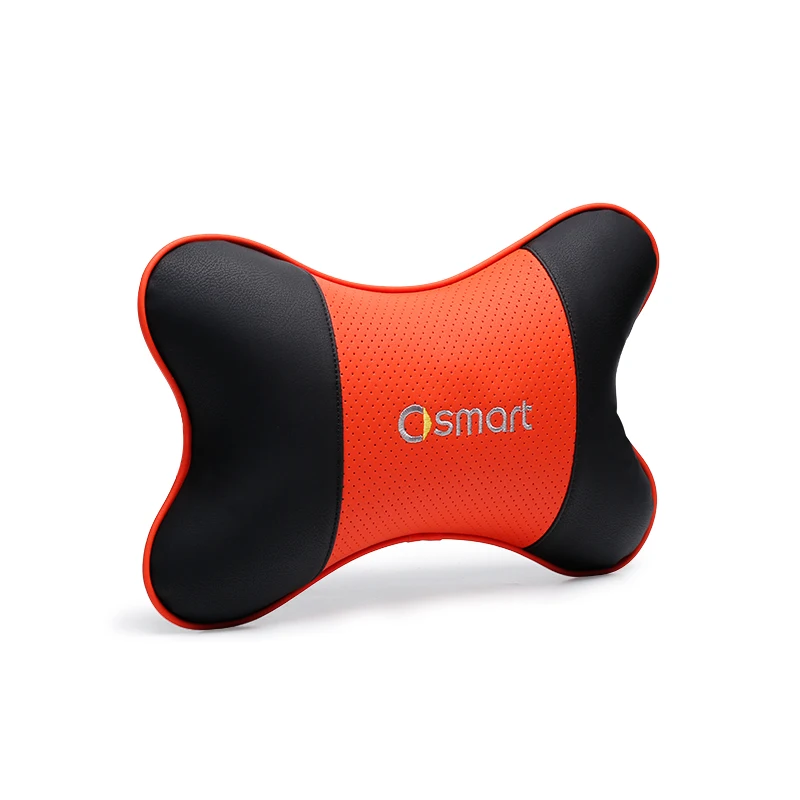 Black orange Автомобильный интерьер PU кожаный подголовник для smart 453 450 451 fortwo forfour головка из вспененного материала подушка для шеи - Цвет: Black orange