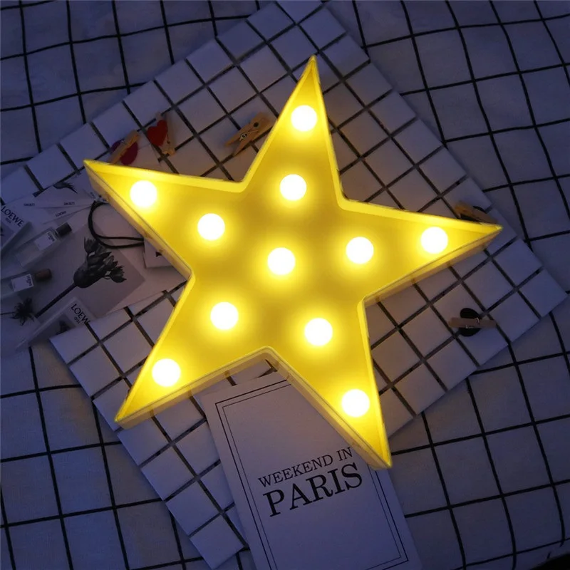 AGM Star Light LED Night Novelty 3D Lamp Cute Marquee Letter Battery Nightlight Wedding Christmas Bedroom Decoration #40 | Лампы и