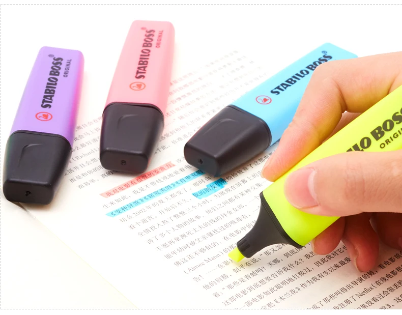 JIANWU 1pc STABILO BOSS 9 color Fluorescent pen Color highlighter pen Marker pen The earliest fluorescent pen in the world