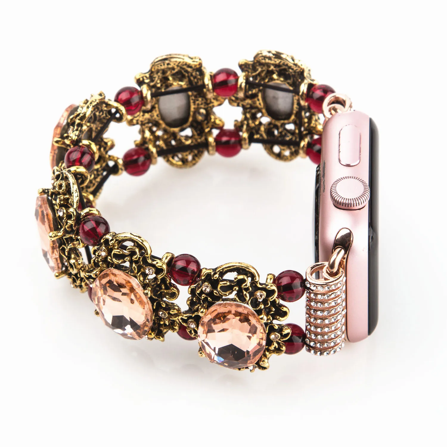 Красный синий шампань ювелирный браслет для Apple Watch Series 1 2 3 Band Драгоценный Камень